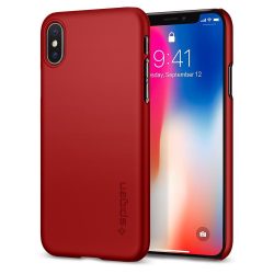 Spigen iPhone X/Xs Thin Fit Metallic hátlap, tok, piros