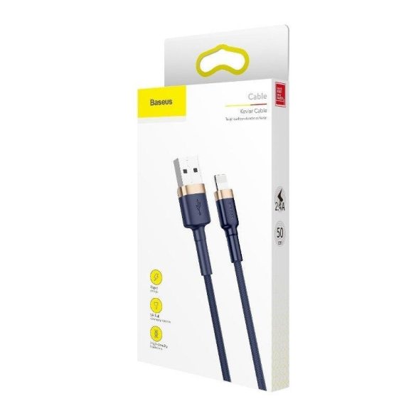 Baseus Cafule CALKLF-CV3 USB Lightning adat- és töltőkábel, 1.5A, 2m, sötétkék-arany