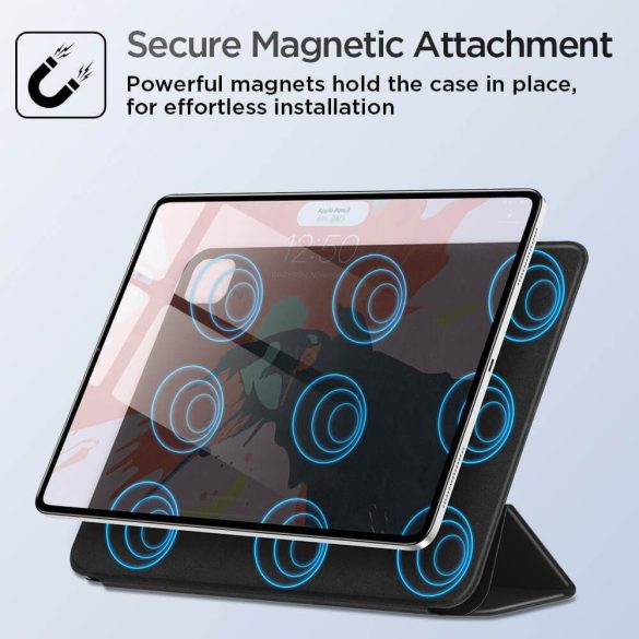 ESR Rebound Magnetic iPad Pro 12.9 (2018/2020) oldalra nyíló smart tok, fekete