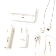   Vento Travel Kit 5 az 1-ben univerzális autós szivargyújtó töltő, adatkábel, fülhallgató, dokkoló, hálózati adapter, Micro USB, 1000mAh, fehér