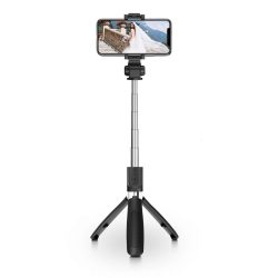   Tech-Protect L01S Bluetooth selfie stick, szelfi bot, háromlábú kitámasztó funkcióval, távirányítóval, fekete