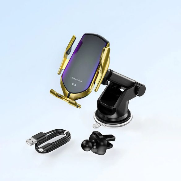 Tech-Protect Car Mount Air Vent Wireless Charger univerzális autós telefon tartó, és Qi vezeték nélküli töltő műszerfalra, szélvédőre, arany