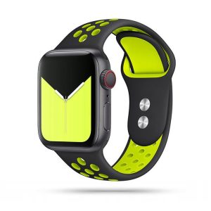 Tech-Protect Softband Apple Watch szilikon 42-44mm lélegző sport óraszíj, fekete-zöld