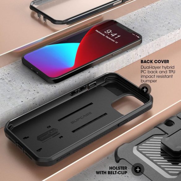 Supcase Unicorn Beetle iPhone 12/12 Pro vízálló, ütésálló tok és előlap , fekete