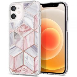   Spigen Cyrill Cecile Marble iPhone 12 Mini márvány mintás hátlap, tok, rózsaszín