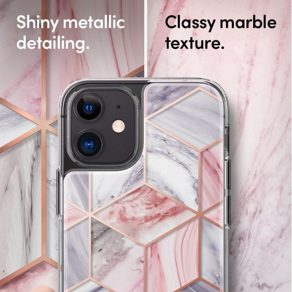 Spigen Cyrill Cecile Marble iPhone 12 Mini márvány mintás hátlap, tok, rózsaszín