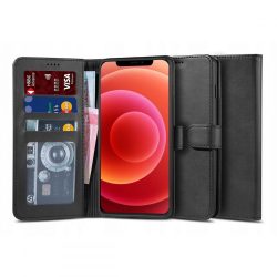   Tech-Protect Wallet 2 iPhone 12 Mini ökobőr, oldalra nyíló tok, fekete