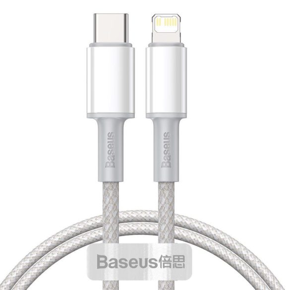 Baseus PD 20W USB-C/Lightning adat- és töltőkábel, 2m, fehér