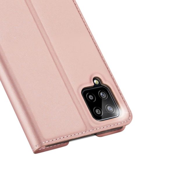 Dux Ducis Skin Pro Samsung Galaxy A12 oldalra nyíló tok, rozé arany