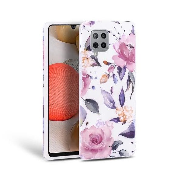 Tech-Protect Floral Samsung Galaxy A42 hátlap, tok, mintás, fehér