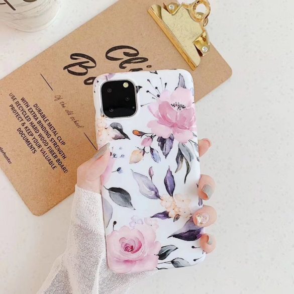 Tech-Protect Floral Samsung Galaxy A42 hátlap, tok, mintás, fehér