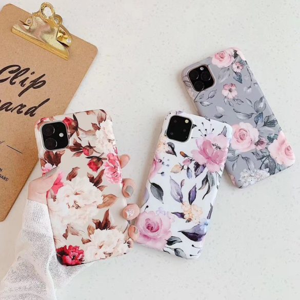 Tech-Protect Floral Samsung Galaxy A42 hátlap, tok, mintás, fehér