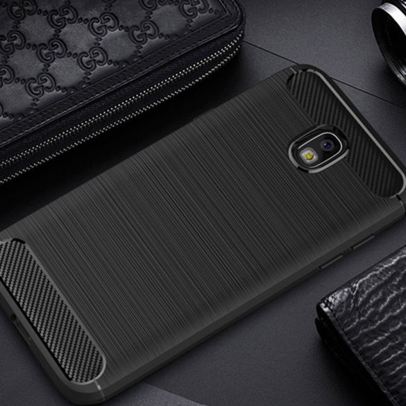 Carbon Case Flexible Samsung Galaxy J7 hátlap, tok, fekete