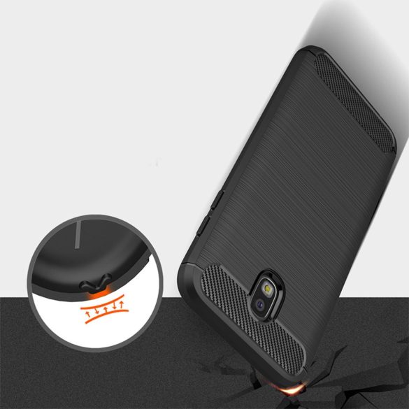 Carbon Case Flexible Samsung Galaxy J7 hátlap, tok, fekete