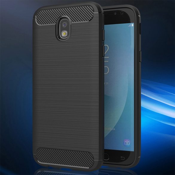 Carbon Case Flexible Samsung Galaxy J7 hátlap, tok, fekete