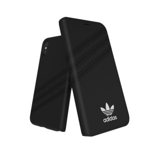 Adidas Originals Booklet Suede iPhone X/Xs oldalra nyíló tok, fekete-fehér