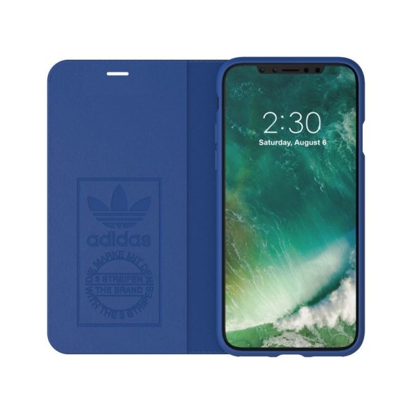 Adidas Originals Gazelle Booklet iPhone X/Xs oldalra nyíló tok, kék-fehér