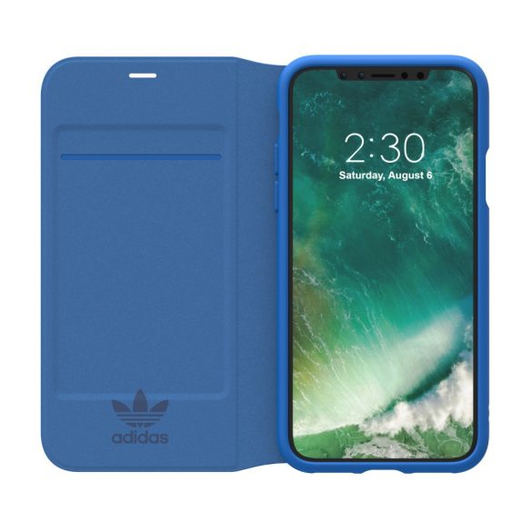 Adidas Original New Basics Booklet iPhone X/Xs oldalra nyíló tok, kék