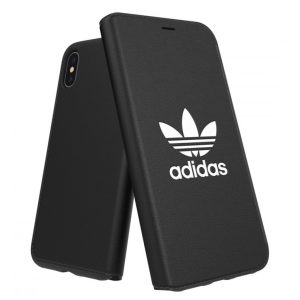 Adidas Original Booklet Case Basic iPhone X/Xs oldalra nyíló tok, fekete-fehér