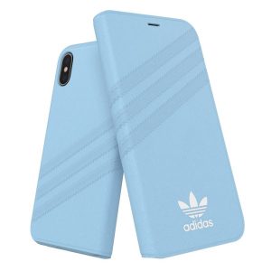 Adidas Original Booklet Case Gazelle iPhone X/Xs oldalra nyíló tok, világoskék