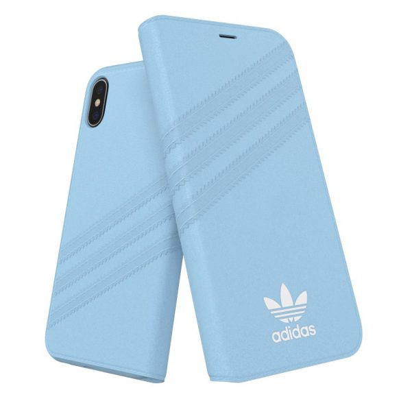 Adidas Original Booklet Case Gazelle iPhone X/Xs oldalra nyíló tok, világoskék