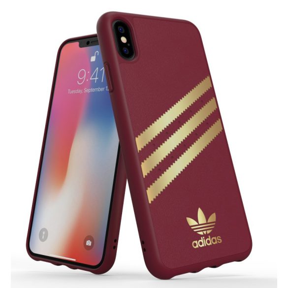 Adidas Original Gazelle iPhone Xs Max hátlap, tok, bordó-arany