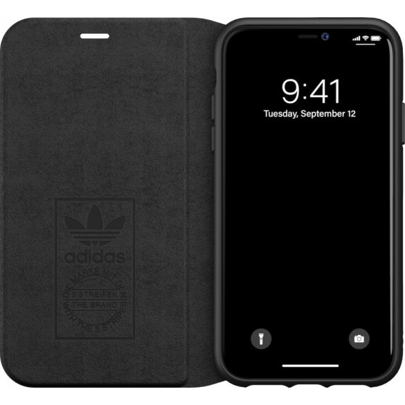 Adidas Original Booklet Case iPhone 11 Pro Max oldalra nyíló tok, fekete-fehér