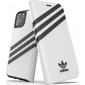 Adidas Original Booklet Case iPhone 11 Pro Max oldalra nyíló tok, fehér-fekete