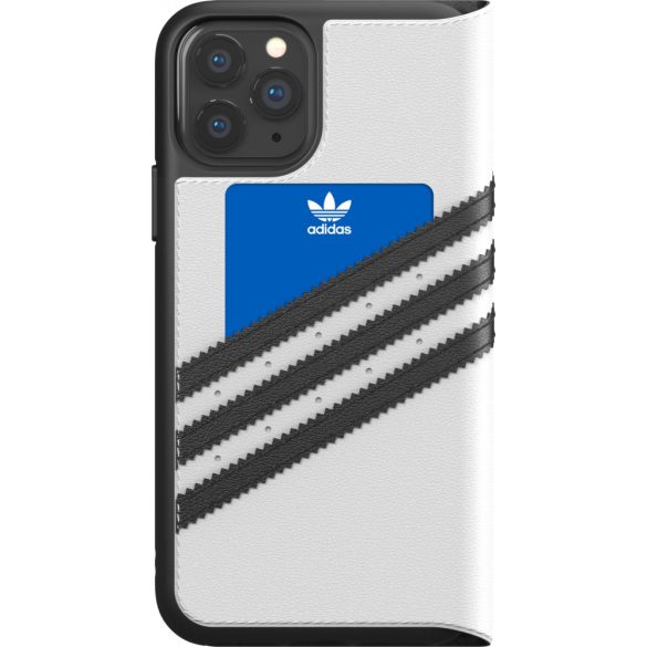 Adidas Original Booklet Case iPhone 11 Pro Max oldalra nyíló tok, fehér-fekete