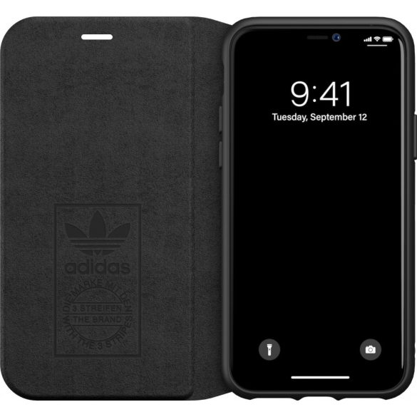 Adidas Original Booklet Case iPhone 11 Pro Max oldalra nyíló tok, fehér-fekete