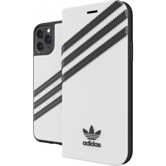 Adidas Original Booklet Case iPhone 11 Pro Max oldalra nyíló tok, fehér-fekete