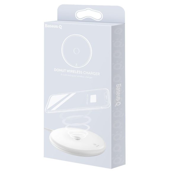 Baseus Donut Wireless Charger Charming Qi Charger Pad with USB Cable, fehér