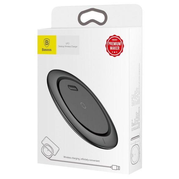 Baseus UFO Desktop Qi Fast Charging Pad univerzális asztali vezeték nélküli töltő, fekete