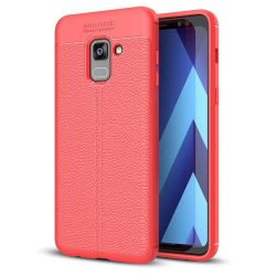   Samsung Galaxy A8 (2018) Litchi Pattern Flexible hátlap, tok, piros