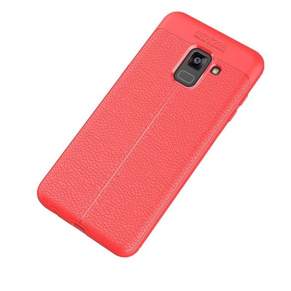 Samsung Galaxy A8 (2018) Litchi Pattern Flexible hátlap, tok, piros