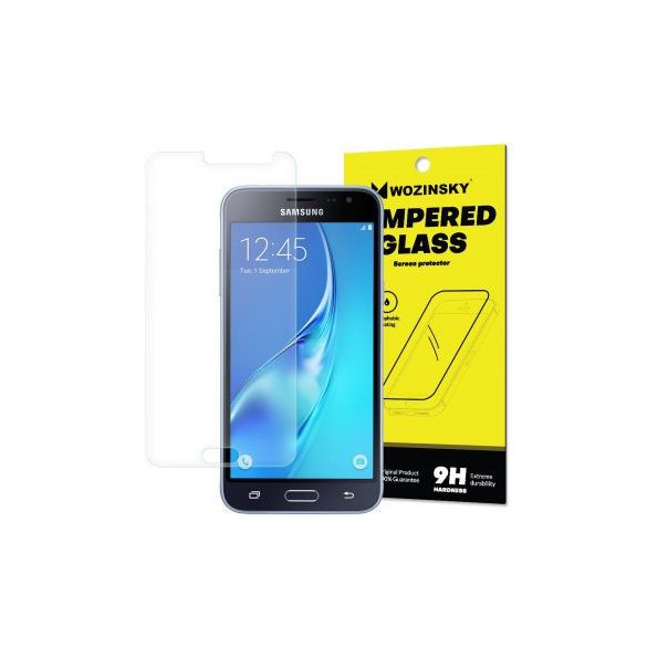 Wozinsky Samsung Galaxy J3 (2016) kijelzővédő edzett üvegfólia (tempered glass) 9H keménységű (nem teljes kijelzős 2D sík üvegfólia), átlátszó