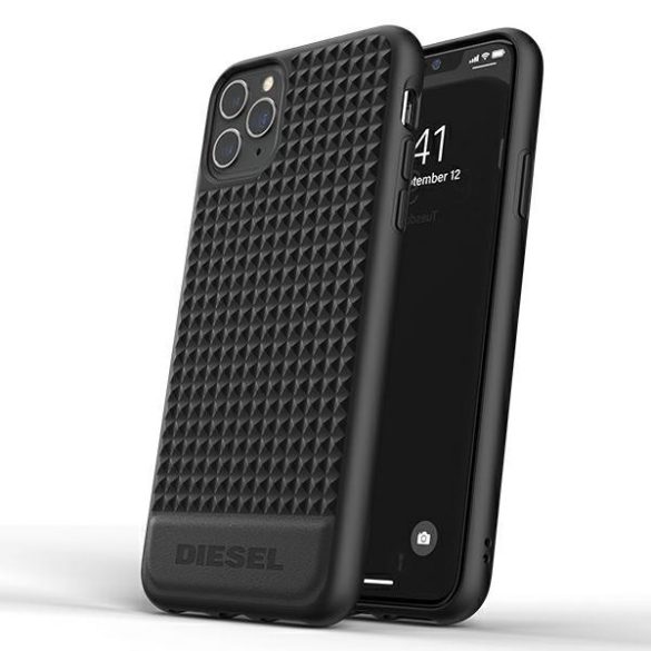 Diesel Moulded Case Premium Leather Studs iPhone 11 Pro Max hátlap, tok, fekete