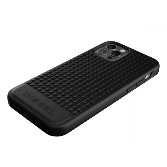Diesel Moulded Case Premium Leather Studs iPhone 12/12 Pro hátlap, tok, fekete