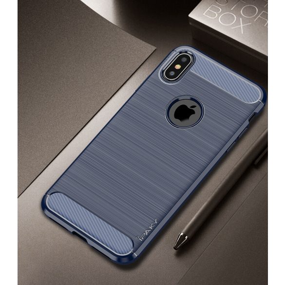 iPaky iPhone XS Max Slim Carbon Flexible ujjlenyomatmentes hátlap, tok, kék