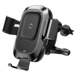   Baseus Smart Wireless Charger Electric Auto Lock Air Vent Infrared Qi vezeték nélküli autós telefontartó és töltő infravörös érzékelővel, szellőzőrácsra, fekete