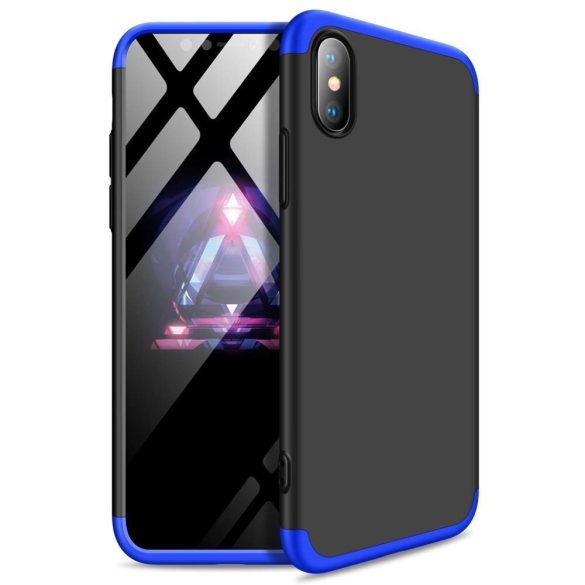 Full Body Case 360 iPhone Xs Max, hátlap, tok, fekete-kék