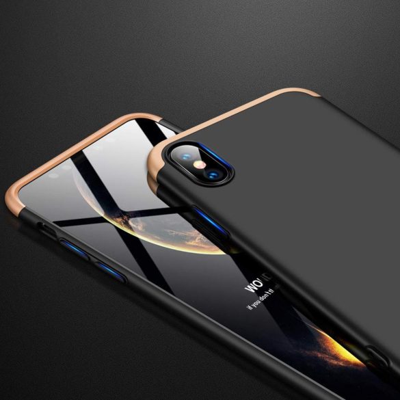 Full Body Case 360 iPhone Xs Max, hátlap, tok, fekete-arany