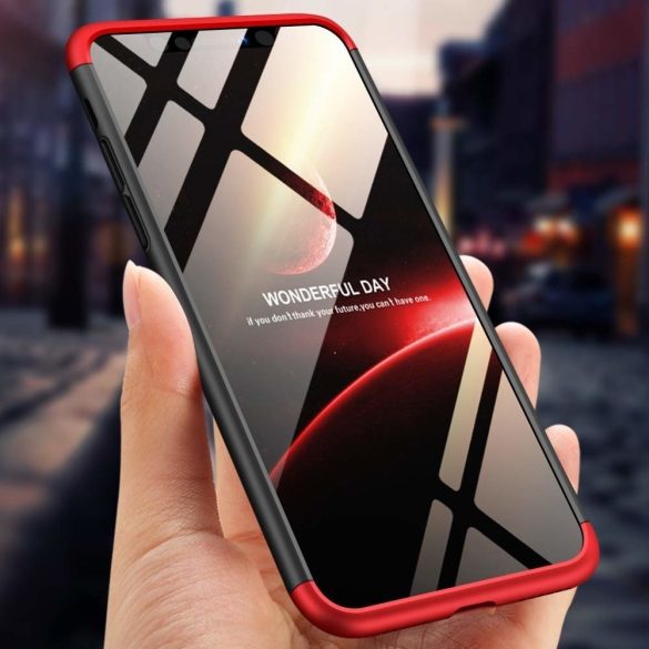 Full Body Case 360 iPhone Xs Max, hátlap, tok, fekete-piros