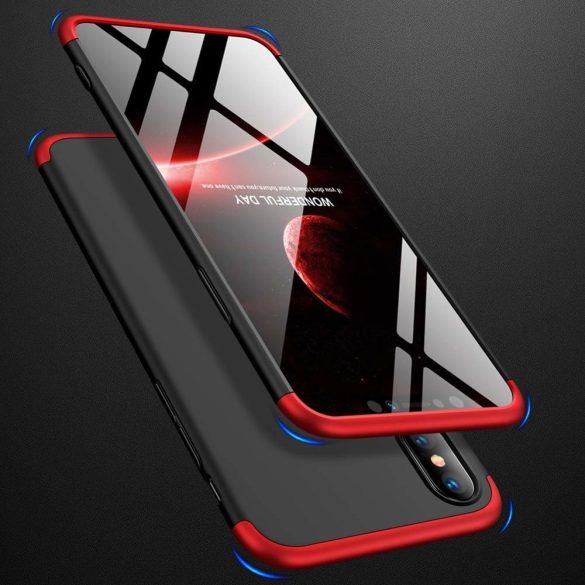 Full Body Case 360 iPhone Xs Max, hátlap, tok, fekete-piros