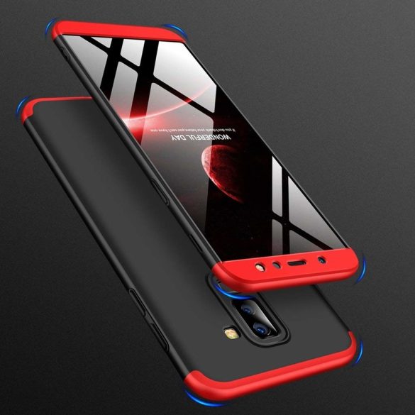 Full Body Case 360 Samsung Galaxy A6 Plus (2018), hátlap, tok, fekete-piros
