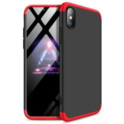 Full body Case 360 iPhone Xr, hátlap, tok, fekete-piros