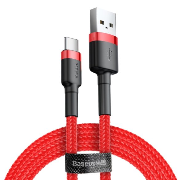 Baseus Cafule CATKLF-A09 USB/USB-C adat- és töltőkábel, 3.0 gyorstöltés, 3A, 0,5m, piros