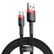   Baseus Cafule CATKLF-A91 USB USB-C adat- és töltőkábel, 3.0 gyorstöltés, 3A, 0,5m, fekete-piros