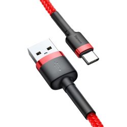   Baseus Cafule CATKLF-B09 USB-C adat- és töltőkábel, 3.0 gyorstöltés, 3A, 1m, piros