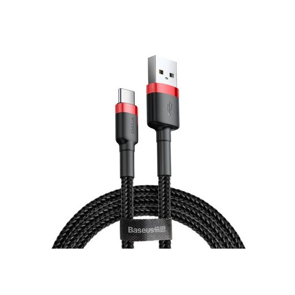 Baseus Cafule CATKLF-C91 USB USB-C adat- és töltőkábel, 3.0 gyorstöltés, 2A, 2m, fekete-piros